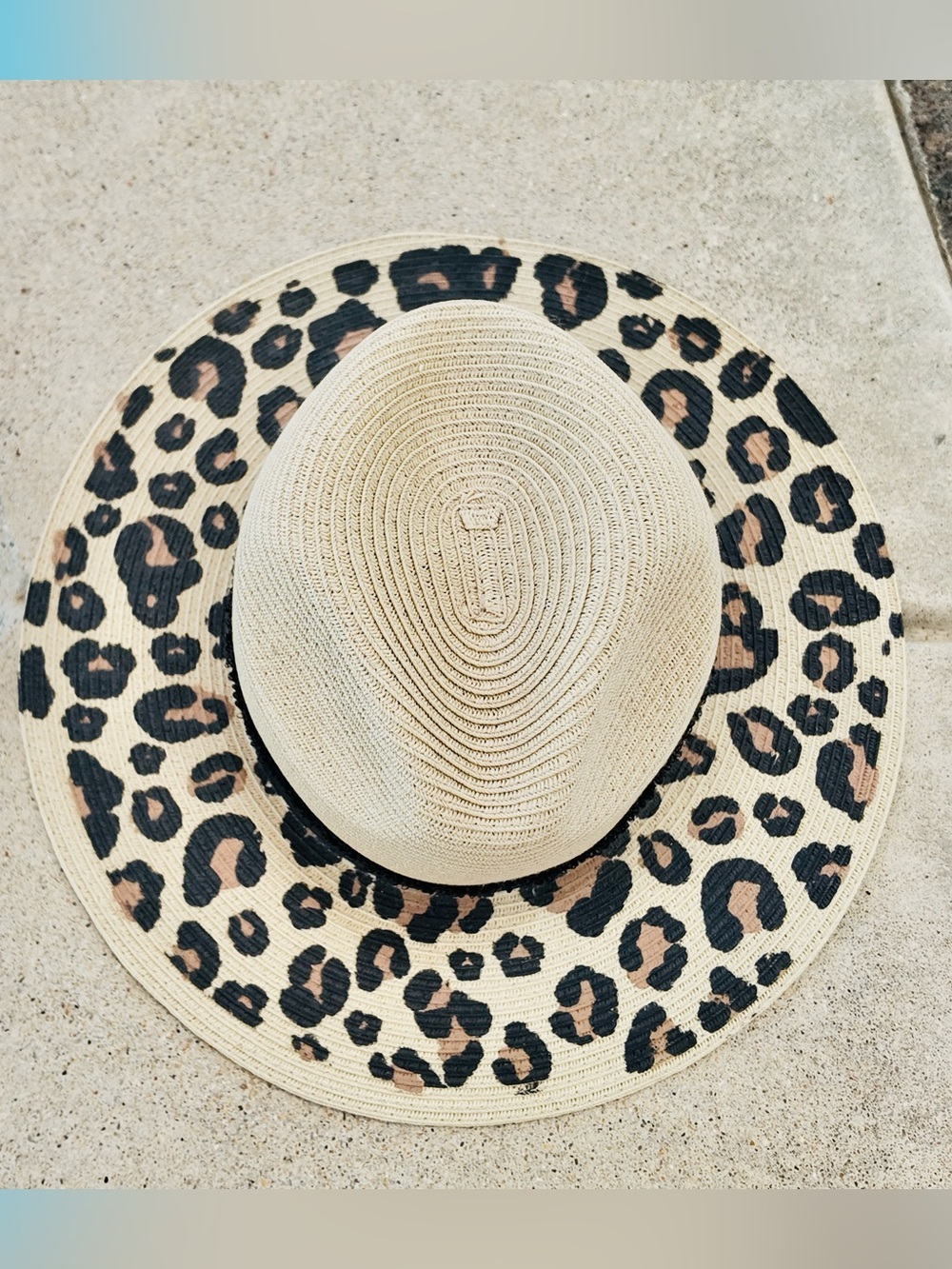 San Diego Hat Company Leopard Print Wide Brim Straw Hat - Tan, Black, Brown